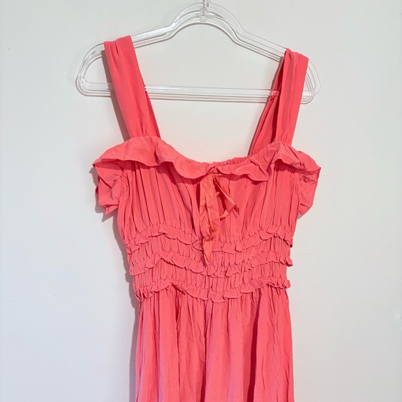 New Doen Carolynn midi dress in coral rose - Picture 6 of 10